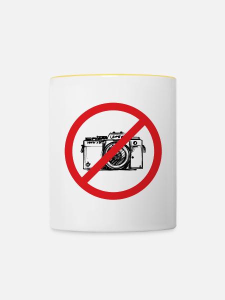Fotografieren verboten! - Tasse zweifarbig - Weiß/Gelb