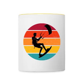 Kitesurf Kitesurfer Kiten Women Kitesurfing - Contrasting Mug - white/yellow - Front