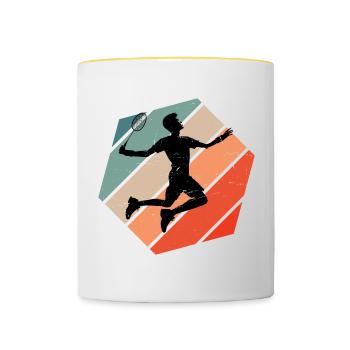 Badminton Women Badminton Men Badminton Players - Contrasting Mug - white/yellow - Front
