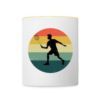 Badminton Men Women Badminton Players Squash - Contrasting Mug - white/yellow - Front