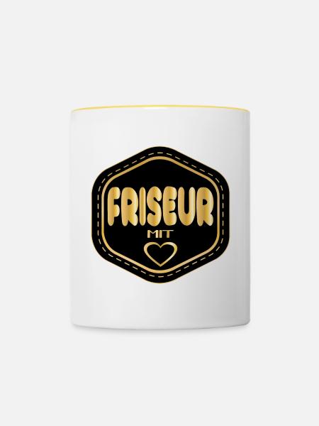 FRISEUR MIT HERZ - Tasse zweifarbig - Weiß/Gelb
