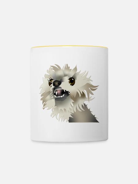 Glücklicher Hund - Tasse zweifarbig - Weiß/Gelb