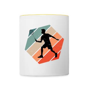 Joueur de badminton Badminton Badminton Squash - Mug contrasté - blanc/jaune - Devant