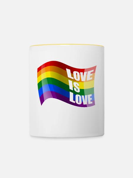 Regenbogen Liebe ist Liebe - Tasse zweifarbig - Weiß/Gelb