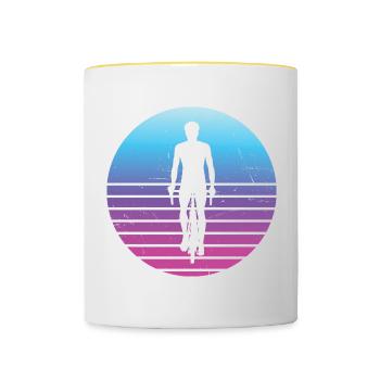 Radfahrer Fahrradfahren Mtb Fahrrad Velo - Tasse zweifarbig - Weiß/Gelb - Vorne