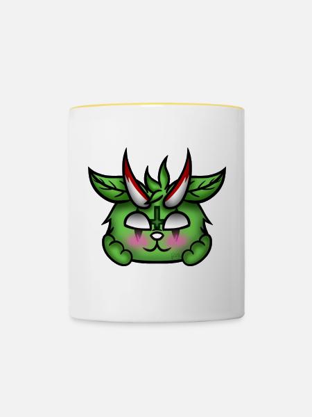 Errötender Dämon! - Tasse zweifarbig - Weiß/Gelb