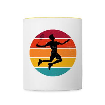 Badminton Players Squash Men Badminton Women - Contrasting Mug - white/yellow - Front