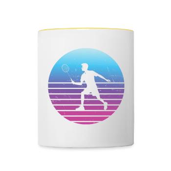 Badminton Squash Women Men Badminton Badmintons - Contrasting Mug - white/yellow - Front