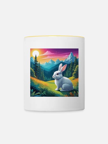 Häschen - Tasse zweifarbig - Weiß/Gelb