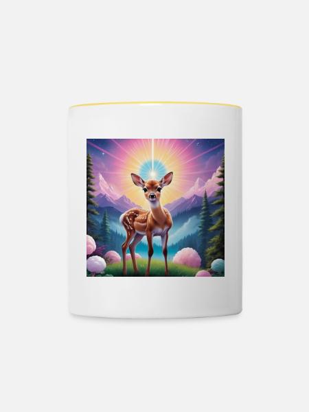 Rehkitz - Tasse zweifarbig - Weiß/Gelb