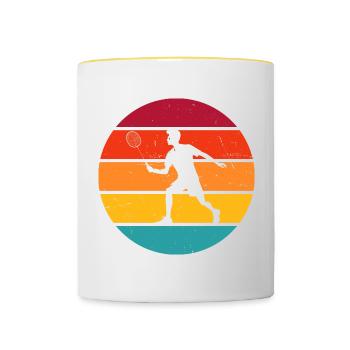 Joueuses de badminton Squash Badminton Hommes - Mug contrasté - blanc/jaune - Devant