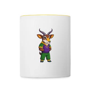 Antelope Funny Kawaii Cartoon Character Clipart - Contrasting Mug - white/yellow - Front