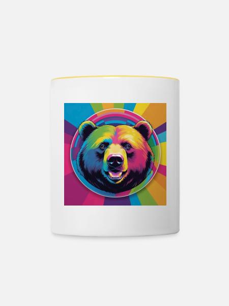 Rainbow Bear - Tasse zweifarbig - Weiß/Gelb