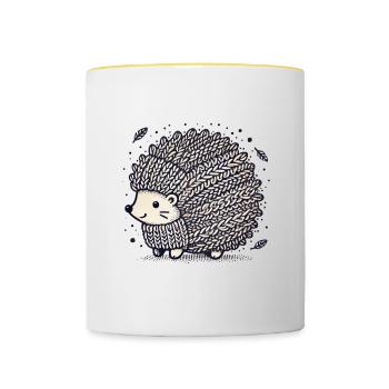 Strick Igel - Tasse zweifarbig - Weiß/Gelb - Vorne