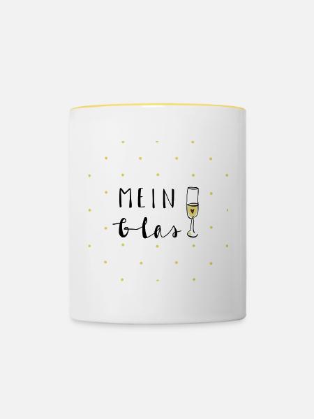 Mein Glas - Dein Glas - Tasse zweifarbig - Weiß/Gelb
