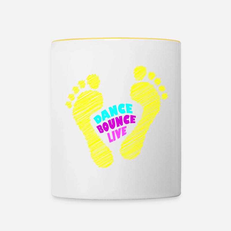 Dance Bounce Live barefoot NEON yellow - Contrasting Mug - white/yellow