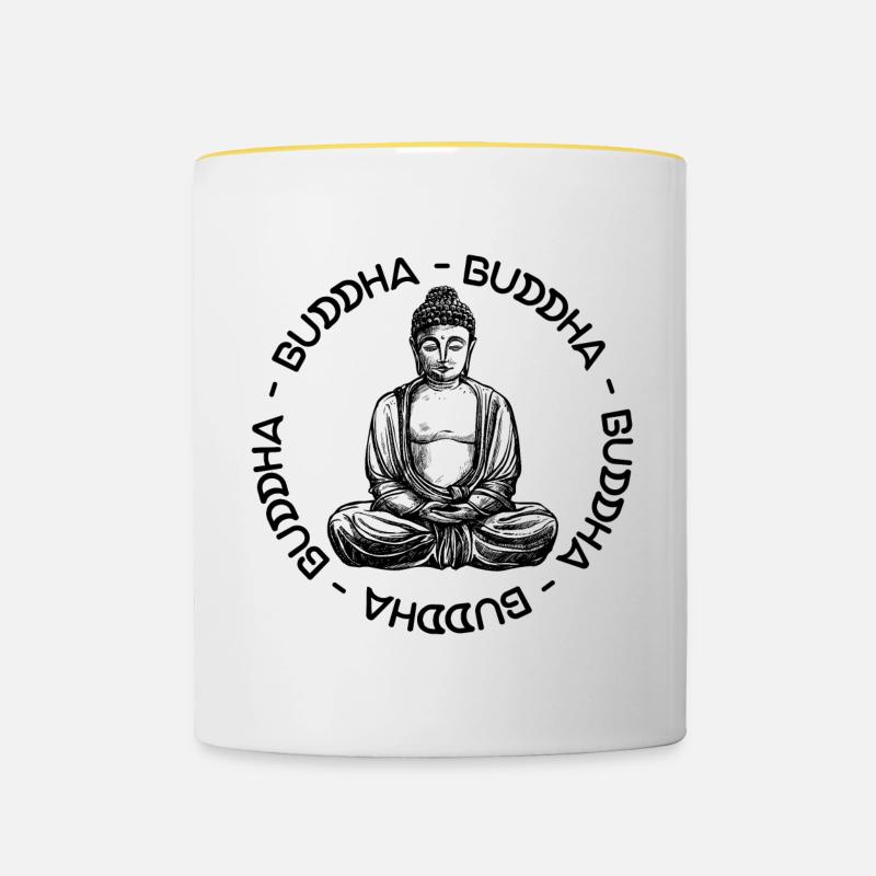 Buddha - Buddha - Buddha love - Contrasting Mug - white/yellow