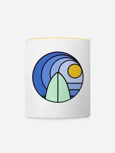 Surf Sundowner I (black) - Tasse zweifarbig - Weiß/Gelb