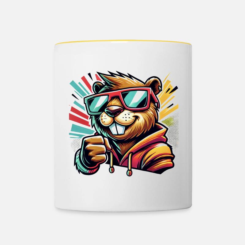 Bombastic beaver - Contrasting Mug - white/yellow