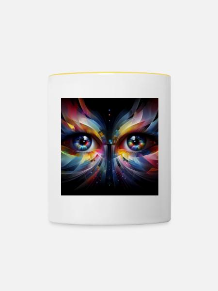 Augen 2 - Tasse zweifarbig - Weiß/Gelb