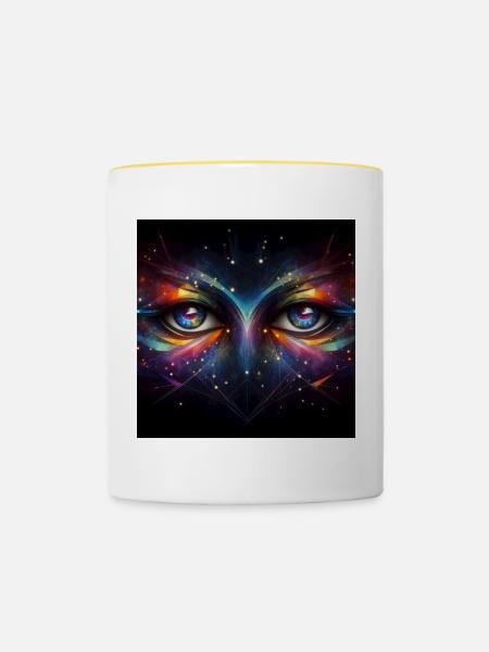 Augen 3 - Tasse zweifarbig - Weiß/Gelb
