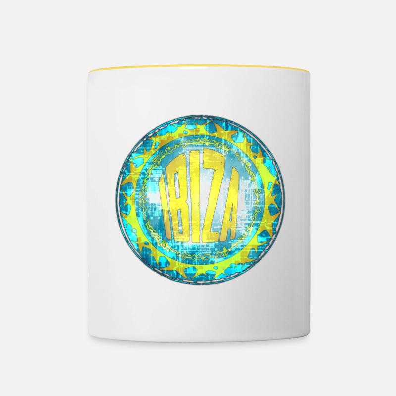 Ibiza Retro Vintage Design - Contrasting Mug - white/yellow