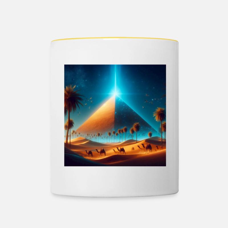 Pyramide 5 - Mug contrasté - blanc/jaune