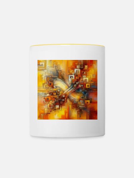 Quadrate 3 - Tasse zweifarbig - Weiß/Gelb