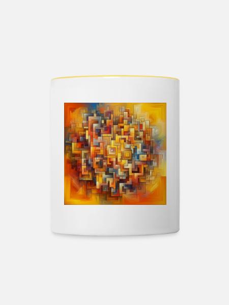 Quadrate 2 - Tasse zweifarbig - Weiß/Gelb