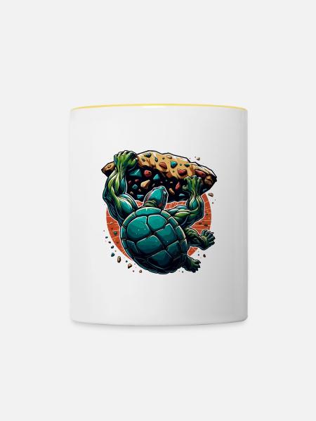Bouldern Schildkröte Klettern Geschenk - Tasse zweifarbig - Weiß/Gelb