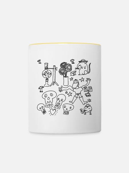 Kritzeln oder nach Hause gehen - Tasse zweifarbig - Weiß/Gelb