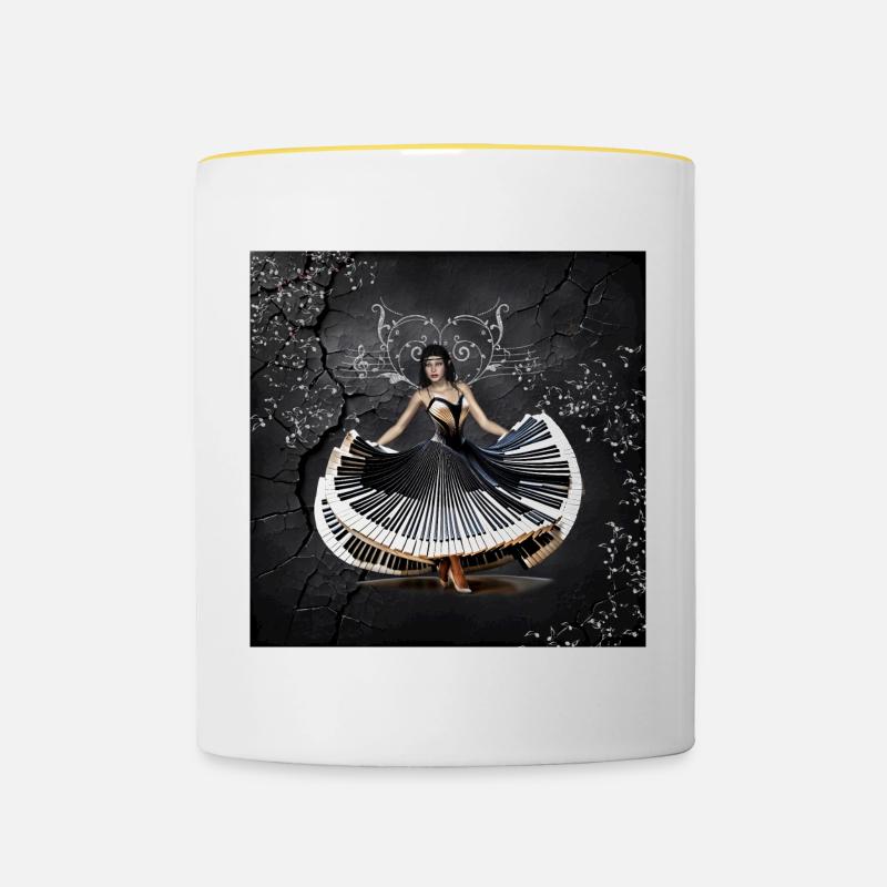 Woman dancing elegantly - Contrasting Mug - white/yellow