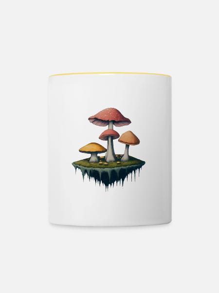 VERZAUBERTE PILZINSEL - Tasse zweifarbig - Weiß/Gelb