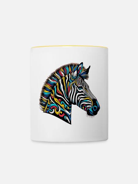 Zebra - Tasse zweifarbig - Weiß/Gelb