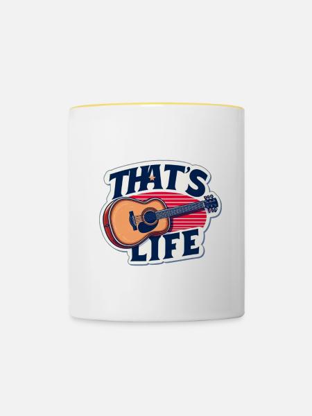 Lebendige Gitarre mit Slogan - Tasse zweifarbig - Weiß/Gelb