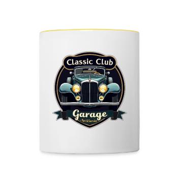 Classic Club Garage – Oldtimer Club - Mug contrasté - blanc/jaune - Devant