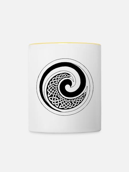 Welle des Schwarzen Ozeans - Tasse zweifarbig - Weiß/Gelb