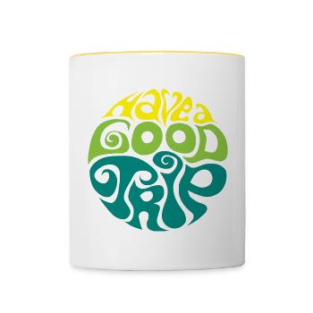 Safe travels! have a good trip sixties 60s Typo - Contrasting Mug - white/yellow - Front
