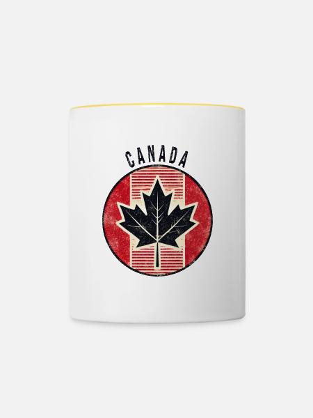 Kanada Ahornblatt Design - Tasse zweifarbig - Weiß/Gelb