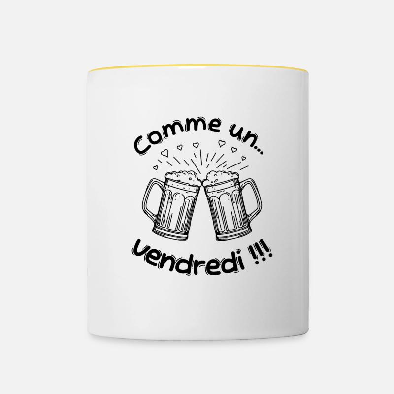 Comme un vendredi !!! - Mug contrasté - blanc/jaune