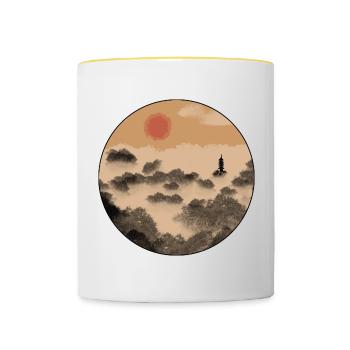 Asian landscape - Contrasting Mug - white/yellow - Front