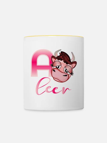 Akku Leer - Tasse zweifarbig - Weiß/Gelb