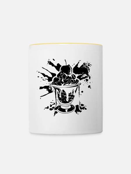 Eiscreme Becher - Tasse zweifarbig - Weiß/Gelb