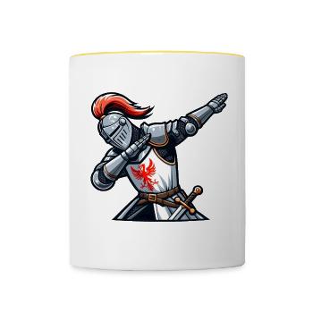 Dabbender Ritter, Mittelalter Kostüm - Tasse zweifarbig - Weiß/Gelb - Vorne