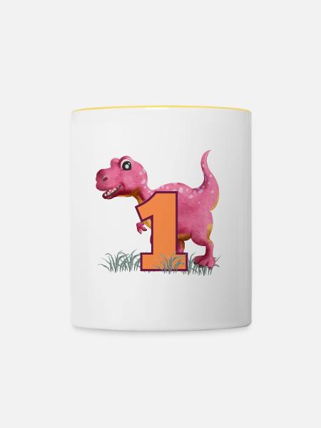 Nr.1 Dino - Tasse zweifarbig - Weiß/Gelb