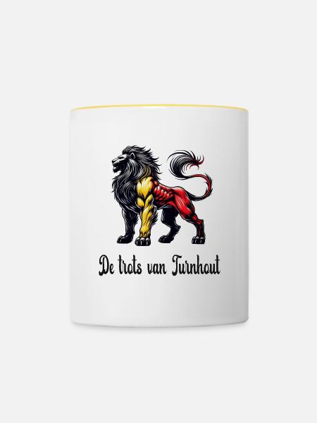 Turnhout Löwe Flaggen Design - Tasse zweifarbig - Weiß/Gelb