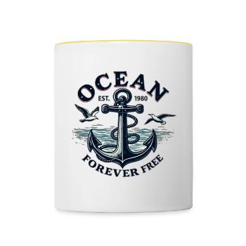 Océan - Gratuit pour toujours - Mug contrasté - blanc/jaune - Devant
