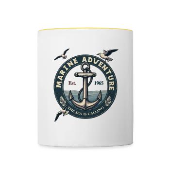 Marine Adventure – The Sea is Calling - Contrasting Mug - white/yellow - Front