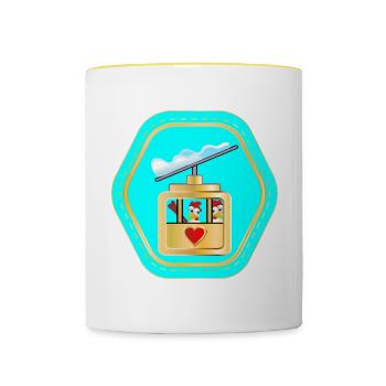 COUPLES DE SKIEURS - POULES BANDE DESSINÉE - Mug contrasté - blanc/jaune - Devant