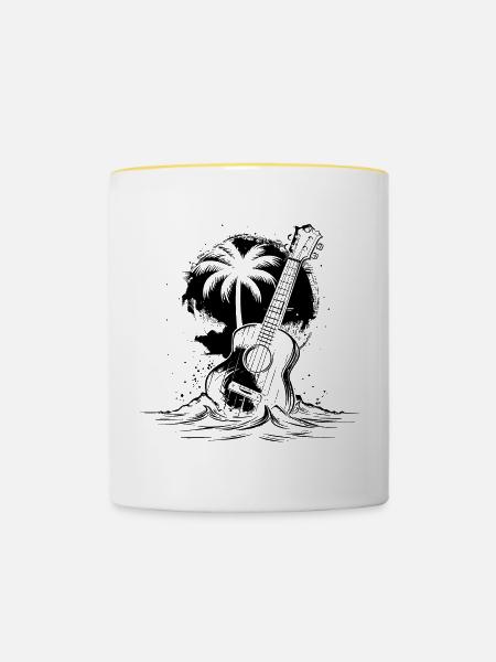 Ukulele - Tasse zweifarbig - Weiß/Gelb